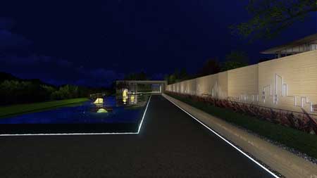 景墻夜景效果圖